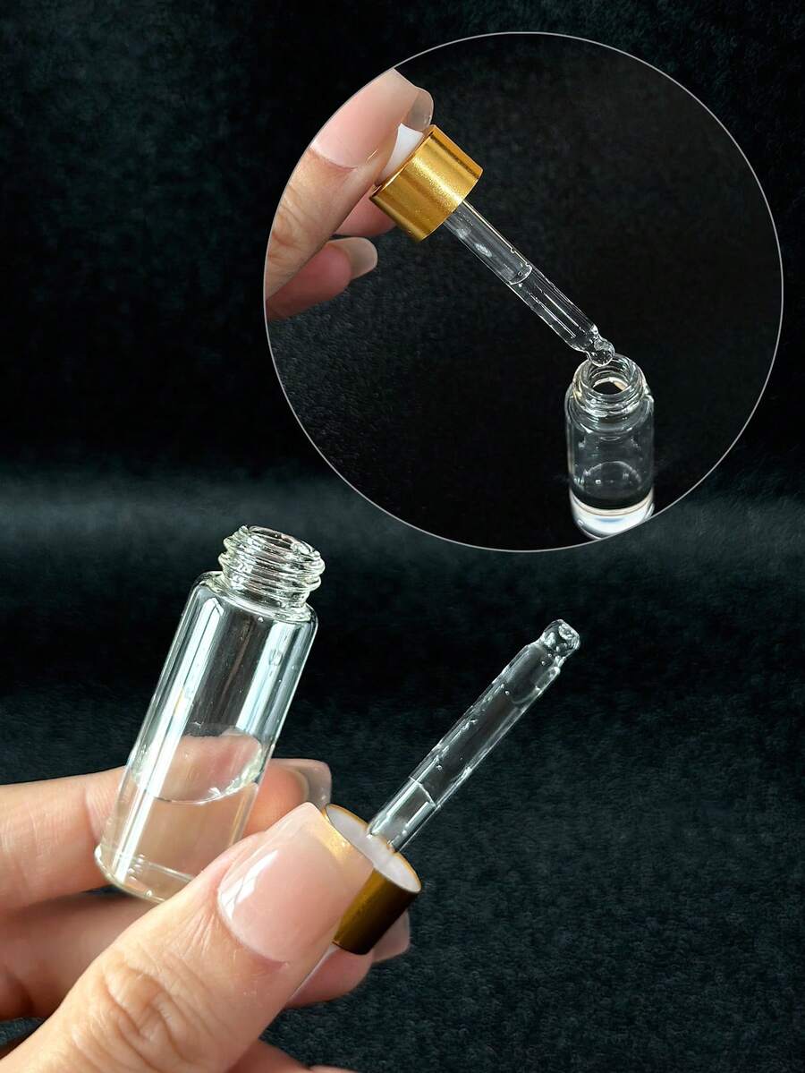 3pcs Clear Glass Dropper Bottles With Multi-Color Caps, Essential Oil Perfume Travel Refill Empty Bottles - Multicolor - View 1