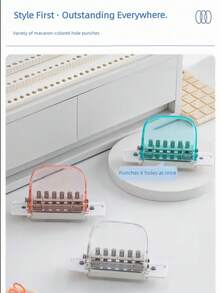 1pc 6-Hole Loose Leaf Hole Puncher, Suitable For A5/B5/A4, Ruler Design For Easy Punching, Portable With Debris Collection Box Loose-Leaf Book DIY Binding Supplies - A - View 5