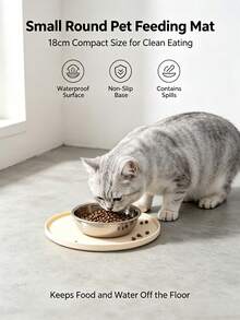 1pc Pet Waterproof Bowl Mat, Cat/Dog Bowl Placemat, Non-Slip Silicone Mat, Anti-Splash Cat Bowl Food Spill Mat, Suitable For Rabbit And Hamster - Multicolor - View 5