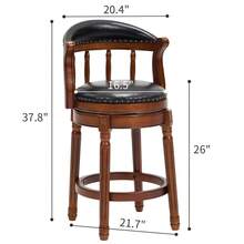 Cow Top Leather Wooden Bar Stools, 360 Degree Swivel Bar Height Chair With Backs For Home Kitchen Counter, Morden Chair Barstools - 黑色 - 查看 10