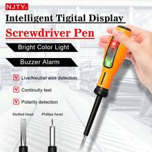 NJTY LY86D 2-In-1 Digital Voltage Tester Screwdriver, 12-250V AC Electrical Test Pen With LCD Display, Red/Green Dual-Color Indicator, LED Light, Circuit Breakpoint Detection, Ergonomic Rubber Grip - Multicolor - View 7