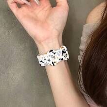 1pc White Halloween Black Cat Pattern Silicone Watch Band, Compatible With Apple Watch 38mm 40mm 41mm 42mm 44mm 45mm 46mm 49mm, Fashionable Cute Soft Comfortable Replacement Strap For Apple Watch Ultra 2 S12 S11 S10 SE 9 8 7 SE 6 5 4 3 2 1, Halloween Costume Accessory - Multicolor - View 4