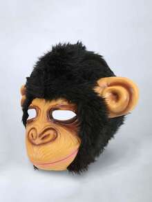 1pc Halloween Gorilla Mask Head Cover Animal Latex Role Play Party Prop Funny Ghost Face - Multicolor - View 4