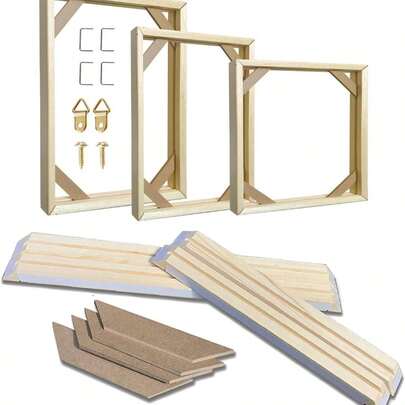 Kit de marco de lienzo de madera maciza con barra de estiramiento - Marcos de arte de madera personalizados para pinturas - Sistema de estiramiento de lienzo fácil de construir - Accesorios de pintura al óleo para arte de pared (8" X 10")