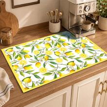 1 buah Keset Penyerap Air Motif Bunga Lemon dari Tanah Diatom, Keset Pengering Penyerap Air untuk Meja Dapur, Keset Mesin Kopi, Keset Teko Kopi Tuang, Keset Pengering Piring, Keset Dapur Anti Selip Tahan Panas, Keset Meja Makan, Keset Sarapan, Keset Mesin Cuci, Keset Dekoratif untuk Rumah, Dapur, Meja Makan, Kedai Kopi, Bar, Hadiah Pesta Liburan atau Pesta Pindah Rumah - MultiWarna - View 2