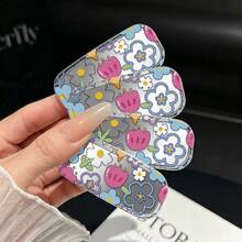 1pc Japanese & Korean Graffiti Cartoon Flower Sticker Makeup Mirror Stand, Suitable For Phone Case, Tablet, Desktop, Refrigerator Decoration - Multicolor - View 2