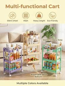 Xe đẩy lưu trữ di động nhiều tầng có bánh xe, kệ lưu trữ đồ ăn nhẹ và đồ linh tinh cho nhà bếp phòng tắm, kệ lưu trữ sách cho phòng ngủ phòng học, kệ lưu trữ hạt và vật liệu thủ công, kệ lưu trữ đa năng cho gia đình - Nhiều màu - Xem 5