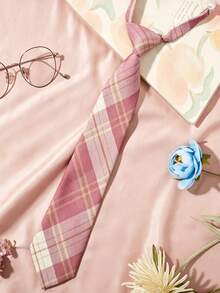 1 Set Classic School Uniform Pink Plaid Collar & Bow Tie - Pink Plaid - View 2