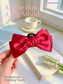 1/2/3pcs Simple And Fashionable Solid-Color Bow Claw Clips, Half-Up Half-Down Braided Hair Claw With Hair Claw As Headwear Accessories - Multicolor - View 15