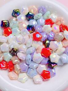 10pcs 14mm Cream Macaron Cute Star Acrylic Beads With Straight Hole, DIY Phone Chain Bracelet Jewelry Making Accessories Materials - Cream Macaron Stars - View 2
