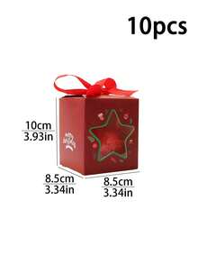 5pcs/10pcs Christmas Window Gift Boxes, Thickened White Cardboard Square Shape, Ribbon Handle With Bow, Unique Transparent Window, Christmas Tree Star Reindeer Pattern, Easy To Fold Candy Dessert Packaging Gift Box, Suitable For Christmas New Year Party Children Gifts - View 15