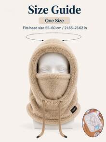 Women's 4-In-1 Winter Hooded Balaclava Face Mask, Adjustable Drawstring Neck And Ear Warmer, Solid Color Pullover Ski Hat, Suitable For Cycling, Skiing, Snowboarding, Hiking, Camping, Commuting, Traveling And Outdoor Cold Weather Accessories - One Size Fits All - View 11