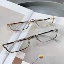 1 Pair Women's Y2K Cool Spicy Half-Frame Square Metal Glasses - Various - View 5