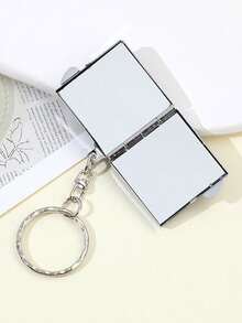 1pc Mini Rhinestone Double-Sided Square Mirror, New Creative Ins Style Luxury Sparkling Diamond Cross-Border Hot-Selling 2-In-1 Rhinestone Mini Makeup Mirror Keychain, Multifunctional Makeup Mirror Keychain Pendant, Thumb-Sized Portable Double-Sided Folding Lipstick Mirror, Suitable For Touch-Ups On The Go, Sparkling Crystal Portable Folding Makeup Mirror With Double-Sided Square Design, Mini Handbag Carry, Fun Gift - Multicolor - View 6