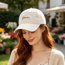 Klassische Dad-Baseballkappe für Damen mit weichem Oberteil, gebogenem Schirm, ohne feste Stütze, gewaschenem Distressed-Look, abgerundeter natürlich eingeknickter Krone und 6-Panel-Struktur mit Nähten - A - Übersicht 3