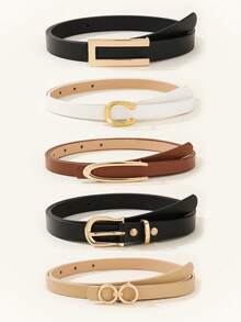 5pcs/Set Women's Multi-Functional Thin Belt Set, 5 Styles Suitable For All Occasions, Fashionable Accessories From Office To Vacation, Best Practical Gift Idea For Her - Multicolor - View 3