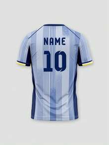 2026-27 Season Personalized Custom Men's League Football Team Jersey, Customizable Logo, Number, Team Name And Player Name T-Shirt - Blue - View 4