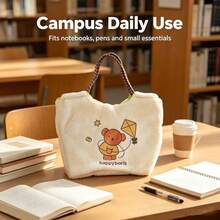 1 buah Tas Tote Bulu Domba Bordir Asli Miffy, Tas Bahu untuk Perjalanan Sehari-hari. Desain Kelinci Miffy yang Lucu dan Menarik, Praktis untuk Belanja dan Membawa Barang Sehari-hari. Hadiah Sempurna untuk Keluarga dan Teman - MultiWarna - View 1