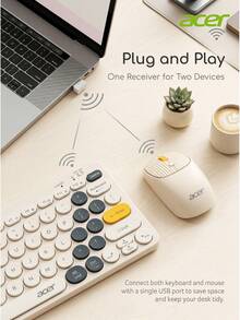 Acer OKR250 Kombo Keyboard dan Mouse Nirkabel Ultra Tipis: Koneksi Bluetooth 5.0 Dual-mode, Dapat Diisi Ulang, Kombinasi Keyboard dan Mouse Senyap, Portabel untuk Laptop dan Penggunaan Kantor, Daya Tahan Baterai Lama, Kebisingan Rendah, Perangkat Tambahan Komputer Rumah - View 2
