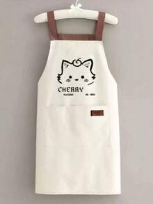 1 buah Celemek Dapur Kartun Beruang/Kucing Ceri Lucu Tahan Air & Tahan Noda - Celemek Tahan Air PVC, Tidak Perlu Dicuci, Kain Tahan Noda yang Tahan Lama, Cocok untuk Memasak, Memanggang, dan Membakar, Dapat Digunakan di Dapur Rumah dan Restoran - MultiWarna - View 8