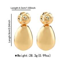 Mydear 1 Pasang Anting Liontin Logam Bentuk Tetes Air Besar dengan Motif Geometris yang Berlebihan, Cocok untuk Pemakaian Sehari-hari dan Pesta Wanita - tetesan air - View 2