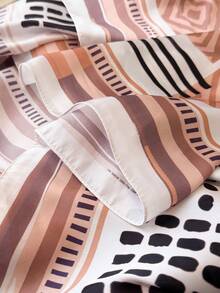 1 Pc Abstract Stripes Geometry Women's Print Hair Kerchief Imitation Silk Square Scarf Handbag Neck Tie Hijab Bandana For Daily Decor Ribbon. - Brown - View 4