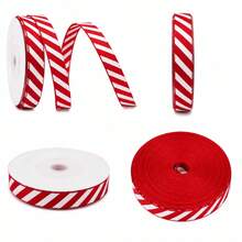 Diagonal Striped Satin Ribbon, Suitable For Christmas Gift Wrapping, Satin Ribbon Suitable For Holiday Gift Box Decoration, Suitable For Carnival And Holiday Crafts, Suitable For Gift Wrapping And Gift Ribbon - Diagonal Striped Webbing - View 6