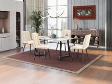 Dining Room Chair (4 Pieces), Beige, Set Of 4 Upholstered Chairs, Design Chair With Backrest, Seat Made Of Velvet, Frame Made Of Metal, 70.5 X 66 X 45 Cm - White - View 2