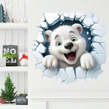 Christmas 3D Wall-Breaking Effect Funny Santa Claus Decorative Wall Sticker Toilet Sticker Bathroom Background Wall Decoration PVC Self-Adhesive Sticker Christmas Party Decoration - One Piece In Multiple Colors - View 16