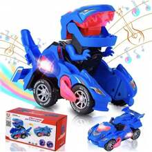 Dinossauro Carro Transformável com Luz, Som e Mobilidade - Multicolorido - Visão 2