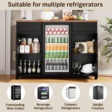 53.2" Large Coffee Bar Cabinet With Fridge Space, Mini Fridge Cabinet With Storage Cabinets , Modern Accent Coffee Bar Console Table With Sliding Door And Fluted CabinetFor Kitchen, Liquor Wine Bar Cabinet For Entryway, Kitchen, Living Room, Black - Black - View 6