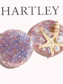 Vibrant Girl Ocean Series Sparkly Starfish Pendant, Round Resin Material, Multi-Purpose DIY Phone Case Charm, DIY Phone Case Accessory, Cute Bag Decor Accessory (Random Pattern) - Multicolor - View 7