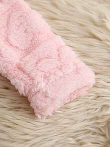 1pc Toddler Cute Stylish Casual Sweet Sporty Fashion Minimalist 3D Heart Print Warm Fleece Hooded Cardigan Jacket Coat Autumn Winter - Baby Pink - View 7