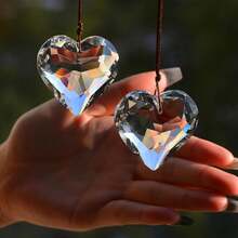 2PCS Heart-Shaped Crystal Sun Catcher Prism, Hanging Sun Catcher And Glass Prism Decor, Rainbow Maker For Window, Room, Kitchen, Garden Crystal Decoration - 2pcs Heart - View 11