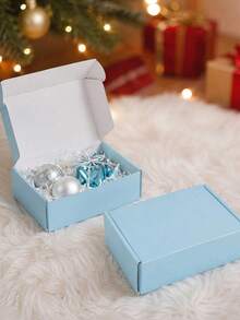 8pcs Blue Bulk Shipping Boxes, Lockable Mailer Boxes, Suitable For Small Businesses, Medium Cardboard Gift Boxes, Used For Packaging And Mailing Gifts - Christmas Stocking Fillers - Small Gift Packaging, Christmas Decor, Halloween, Christmas - Multiple Styles-blue - View 3