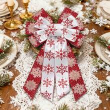 2 Rolls 63mm X 5 Yards Christmas Wired Edge Snowflake Holiday Gift Wrapping Ribbon, Christmas Wreath Bow Making Ribbon, Winter Burlap Craft Decorative Ribbon, Red And White Color, Suitable For Gift Wrapping And Handmade Crafts - Multicolor - View 6