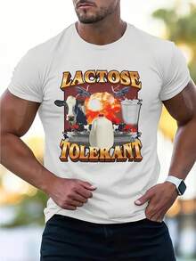 Summer Party Wear Graphic T-Shirt For Men - Lactose Tolerant - 白色 - 查看 1