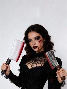 1 buah Pisau Berdarah Realistis untuk Halloween, Perlengkapan Foto Pesta, Pisau Dapur Plastik, Pisau Lancip, Golok dan Sabit Berdarah, Perlengkapan Foto Booth Pesta - MultiWarna - View 3