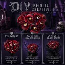 10Pcs Scary Eyeball Dark Red Fake Rose Branches Halloween Vase Bouquet Accessories - Multicolor - View 6