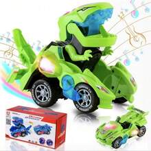 Dinossauro Carro Transformável com Luz, Som e Mobilidade - Multicolorido - Visão 3