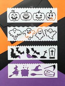 8pcs Halloween Hollow Ruler Stencils DIY For Party Holiday Decoration, Scrapbooking, Greeting Cards, Gift Boxes, Creative Painting, Ceramic, Glass, Window Spray Painting Printing Tools, Reusable - Halloween Ruler - View 5