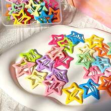 40pcs Dopamine Colorful Star Hair Clips, Y2K Style Mixed Color Star Hair Clips, Candy Color Five-Pointed Star BB Clips, Bangs Hair Accessories - Multicolor - View 4