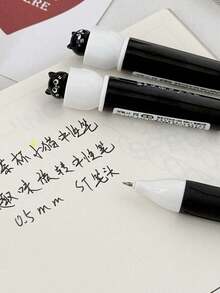 4pcs/Set Cat Design Neutral Pens, Creative Twist Ballpoint Pens, 0.5mm, Quick-Dry Black Ink, Fun Stress-Relief Rotating Pen Core, Silicone Sleeve, Quick-Dry, 0.5mm Black Pen, Suitable For Office, Back To School, Holiday Gifts - Spin Pen - View 11