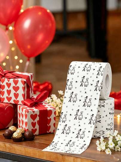 1 Roll Wedding Groom & Bride Theme Toilet Paper, Black & White Disposable Wedding Toilet Paper, Suitable For Wedding Celebration And Gifts, Bridal Party Decoration, Bridal Decoration, Wedding Accessories, Wedding Favors
