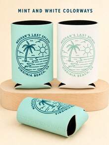 1pc Personalized Can Cooler, Custom Text Can Cooler Sleeve, Beach Party Drink Holder, Tropical Celebration Favor. - Multicolor - View 4