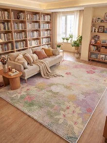 1pc Light Purple Floral French Style Living Room Rug, Suitable For Kitchen, Dining Room, Bedroom Holiday Decor, Indoor/Outdoor, Office, Anti-Slip Doormat, Bathroom, Hallway, Study Area Carpet - Mauve Purple - View 1