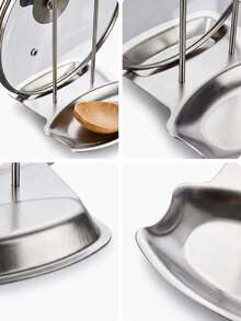 Stainless Steel Pot Lid Rack With Drain Tray - Punch-Free Soup Spoon Rack With Detachable Rack - Kitchen Supplies, Convenient For Storing Pot Lids And Draining - Multicolor - View 10