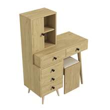 Modern Makeup Vanity With Mirror And Storage – Natural - Natural - View 3