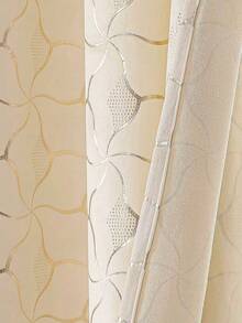 1PC White Premium Velvet Diamond Lattice Gold Foil Filtered Curtain, Suitable For All Seasons, Applicable To Bedroom, Living Room, Dining Room, Provides Great Decorative Effect, Top Lock Ring Design, Easy To Install And Remove - White - View 7