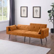 Best Choice Products Upholstered Futon Sofa Bed,Comfy Modular Foldable Sleeper Sofa 68″Fabric Couch Sleeper For Home,Dorm, Bonus Room, Compact Spaces. - 橘色 - 查看 4